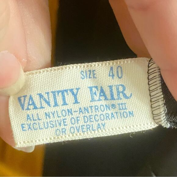 Vintage vanity Fair black short Lace Accent Slip Dress 40” bust EUC - Picture 4 of 9